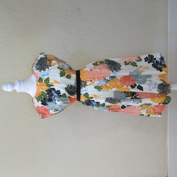 Zara Basic Collection Floral Print Elastic Waist Cap Sleeve Midi Dress Size XS - Picture 4 of 11